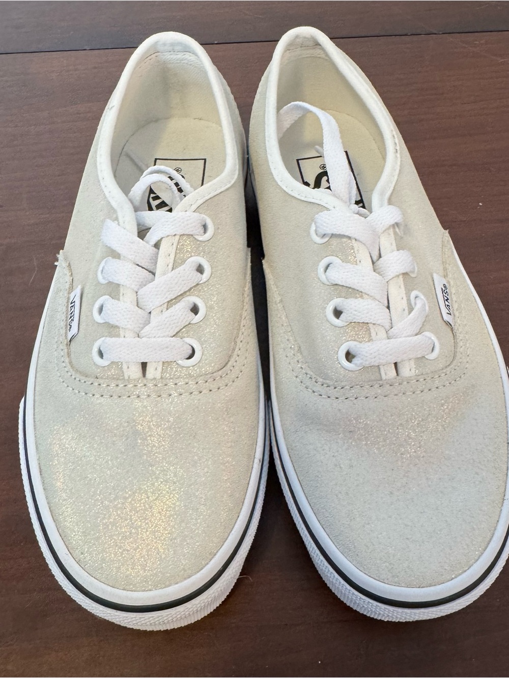 Vans White Glitter Canvas Authentic Sneakers